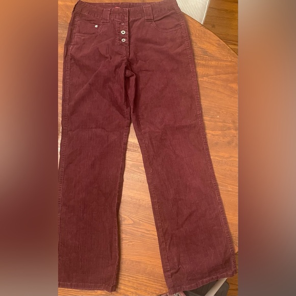 Sundance Catalog button fly corduroys in Oxblood color, wide leg. - Picture 1 of 6